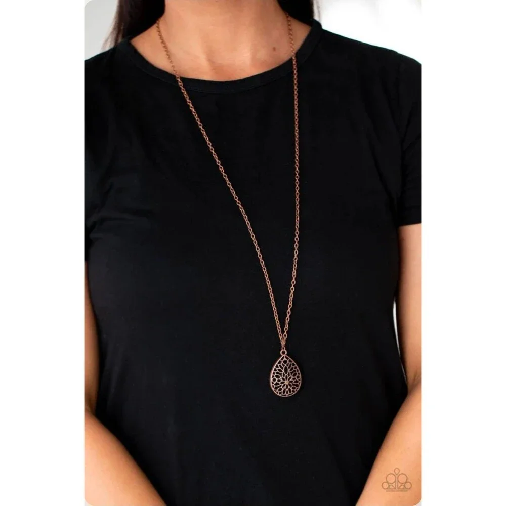 Paparazzi Garden Estate Copper Floral Necklace - NWT Earthy Boho